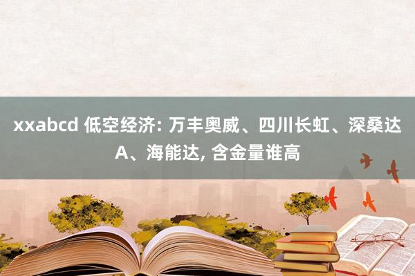xxabcd 低空经济: 万丰奥威、四川长虹、深桑达A、海能达， 含金量谁高