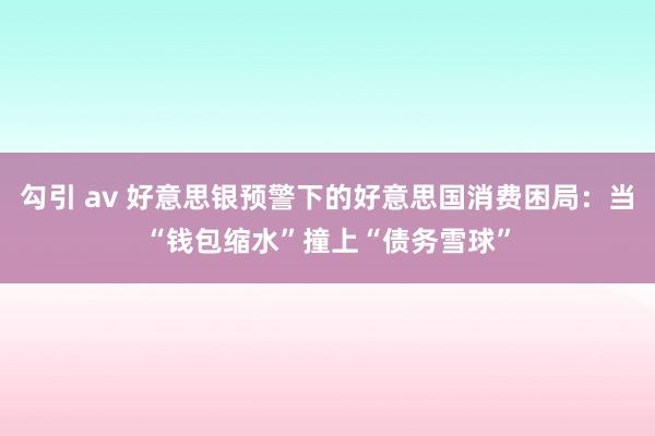 勾引 av 好意思银预警下的好意思国消费困局：当“钱包缩水”撞上“债务雪球”