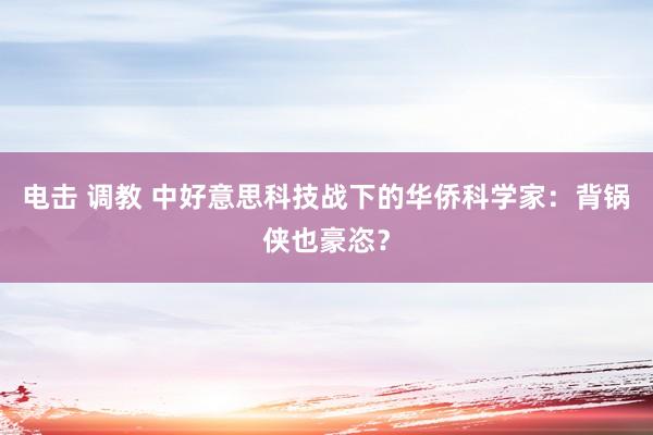 电击 调教 中好意思科技战下的华侨科学家：背锅侠也豪恣？