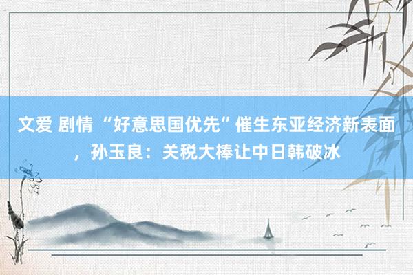 文爱 剧情 “好意思国优先”催生东亚经济新表面，孙玉良：关税大棒让中日韩破冰