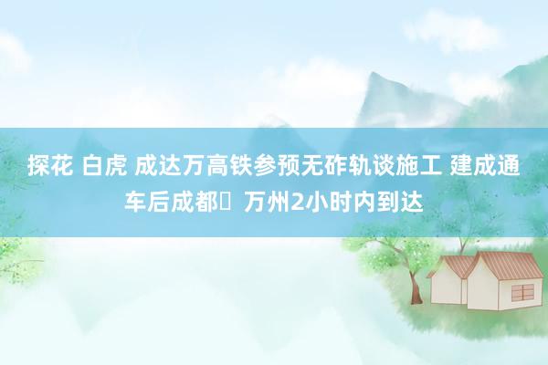 探花 白虎 成达万高铁参预无砟轨谈施工 建成通车后成都⇋万州2小时内到达