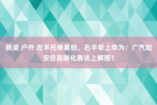 跳蛋 户外 左手托举昊铂，右手牵上华为：广汽如安在高端化赛谈上解围？
